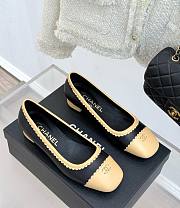 Chanel Leather Scalloped Pumps Beige Black - 1