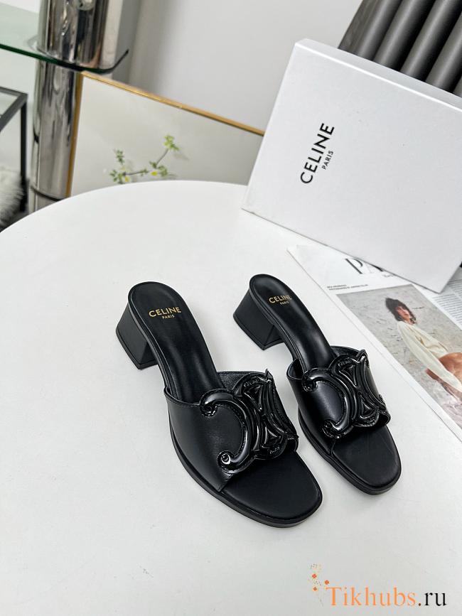 Celine Clemence Mule Lambskin Black Heel 4cm - 1