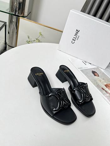 Celine Clemence Mule Lambskin Black Heel 4cm