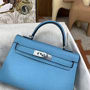 Hermes Mini Kelly Epsom Blue Silver 19cm - 4