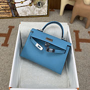 Hermes Mini Kelly Epsom Blue Silver 19cm - 3