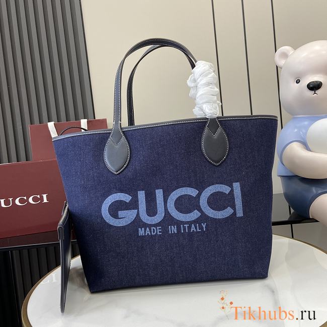 Gucci Totissima Medium Reversible Tote Denim 30.5x28x27cm - 1