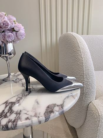 Prada Satin Metallic Leather Pumps Black 8.5cm