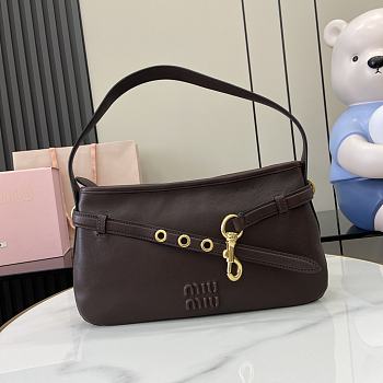 Miu Miu Adventure Shoulder Bag Dark Brown 33x19x5cm