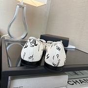 Chanel White Black Logo Ballerina Flat - 5