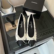 Chanel White Black Logo Ballerina Flat - 3