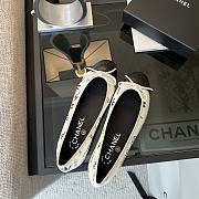 Chanel White Black Logo Ballerina Flat - 2
