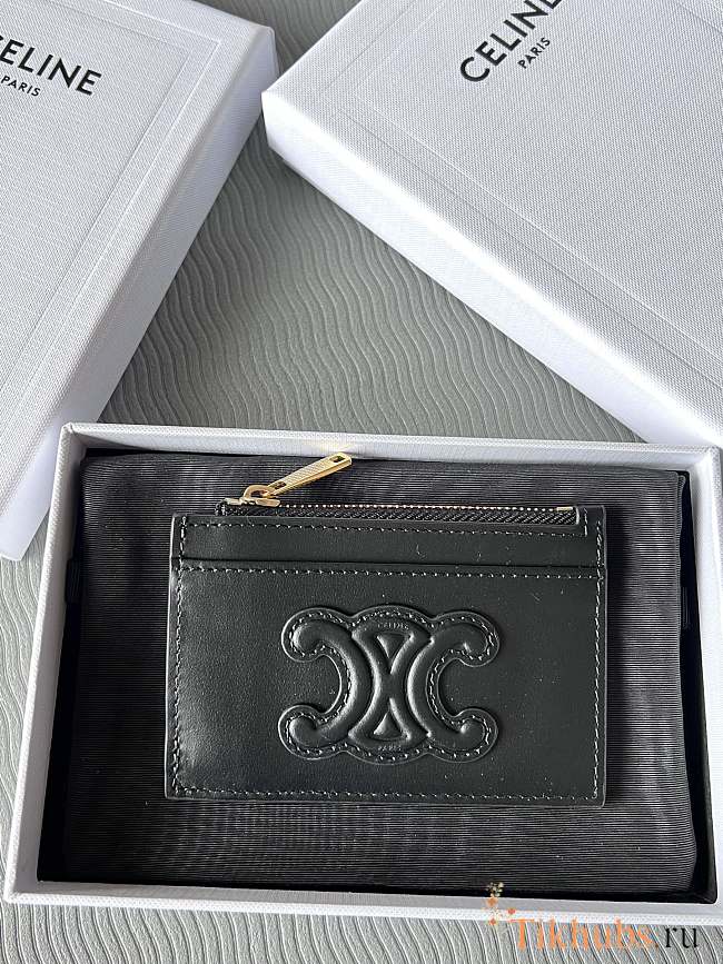 Celine Zipped Card Holder Cuir Black 11x7.5x2cm - 1
