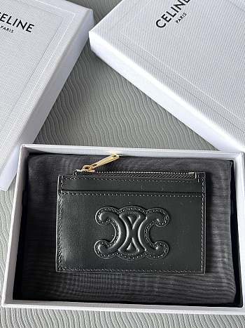 Celine Zipped Card Holder Cuir Black 11x7.5x2cm