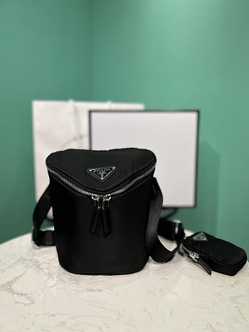 Prada Black Nylon Triangle Pouch Bag 19x17x15cm