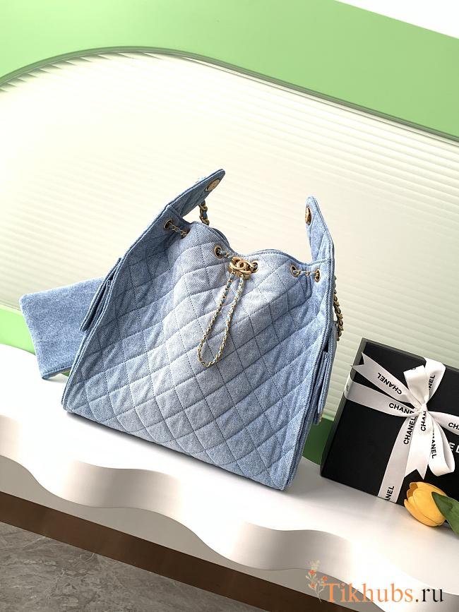 Chanel Medium Cruise 25C Bag Blue Denim Hobo 40x30x15cm - 1