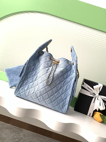 Chanel Medium Cruise 25C Bag Blue Denim Hobo 40x30x15cm