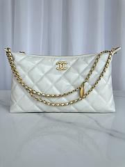 Chanel Large Hobo Bag Lambskin Gold White 32x20x6cm - 1