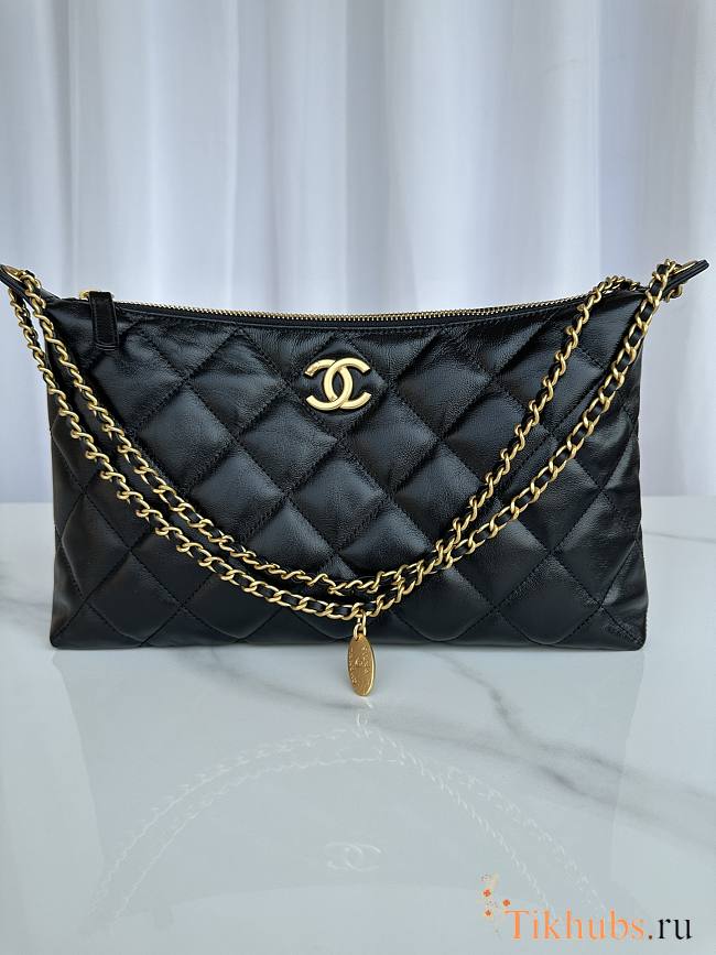 Chanel Large Hobo Bag Lambskin Gold Black 32x20x6cm - 1