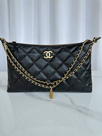 Chanel Large Hobo Bag Lambskin Gold Black 32x20x6cm