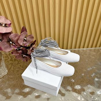 Dior D-Journey Lace-Up Ballet Flat White
