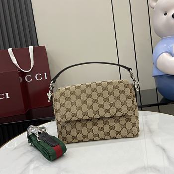 Gucci Small GG Crossbody Bag With Web Beige 19x15x7cm