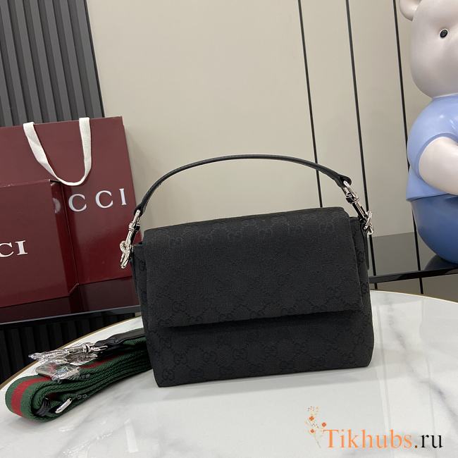 Gucci Small GG Crossbody Bag With Web Black 19x15x7cm - 1