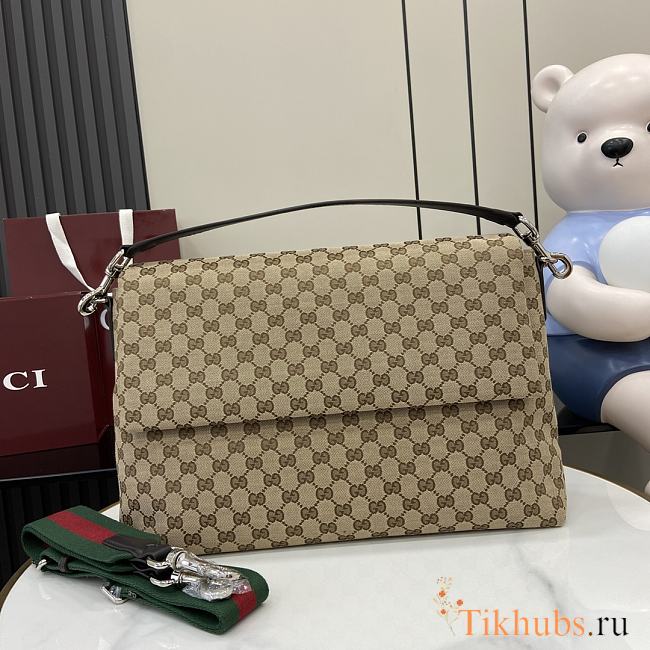 Gucci Medium GG Crossbody Bag With Web Beige 36x25x12cm - 1