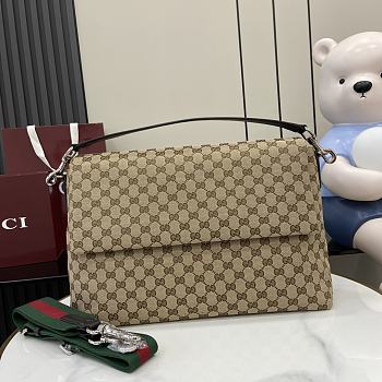 Gucci Medium GG Crossbody Bag With Web Beige 36x25x12cm