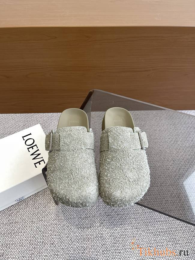 Loewe Ease Buckle Mule Brushed Suede Green - 1