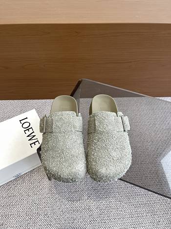Loewe Ease Buckle Mule Brushed Suede Green