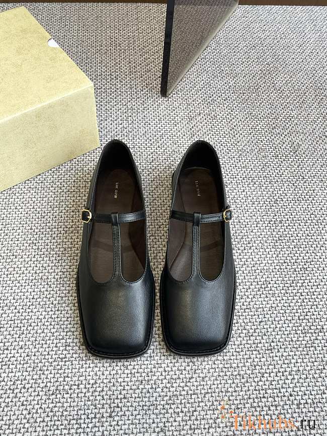 The Row Square T-Strap Flat Black - 1