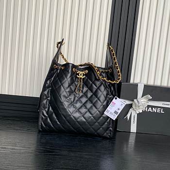 Chanel Medium Cruise 25C Bag Black Lambskin Hobo 40x30x15cm