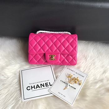 Chanel Small Flap Bag Fuchsia Pink Gold Lambskin 20cm