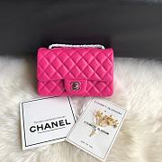 Chanel Small Flap Bag Fuchsia Pink Silver Lambskin 20cm - 1