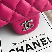 Chanel Small Flap Bag Fuchsia Pink Silver Lambskin 20cm - 5