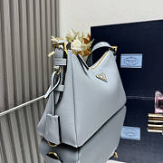 Prada Aimee Medium Leather Shoulder Bag Blue 31x18x10cm - 5