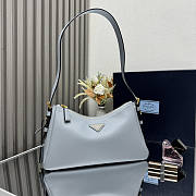 Prada Aimee Medium Leather Shoulder Bag Blue 31x18x10cm - 4