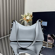 Prada Aimee Medium Leather Shoulder Bag Blue 31x18x10cm - 3
