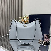 Prada Aimee Large Leather Shoulder Bag Blue 39x23x12cm - 1