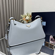 Prada Aimee Large Leather Shoulder Bag Blue 39x23x12cm - 5