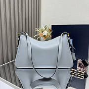 Prada Aimee Large Leather Shoulder Bag Blue 39x23x12cm - 2