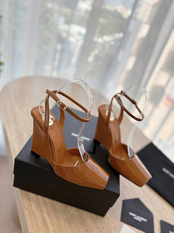 YSL La Scandale Wedges Patent Leather 10.5cm