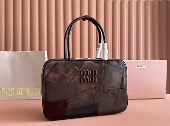 Miu Miu Leather Patchwork Beau Bag Briarwood 34x23x10cm