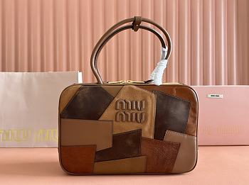 Miu Miu Leather Patchwork Beau Bag Cognac 34x23x10cm