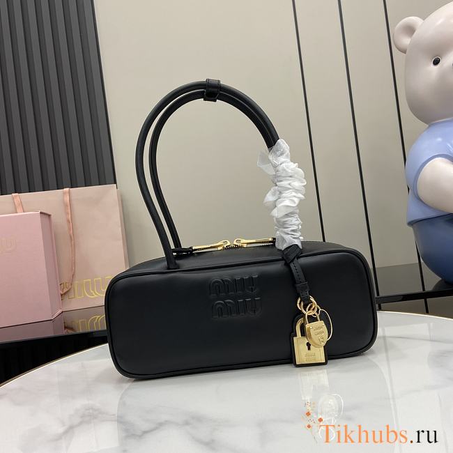 Miu Miu Beau Leather Bag Black 28x11.5x8cm - 1