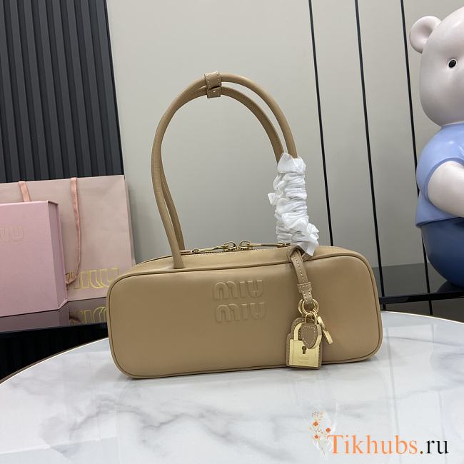 Miu Miu Beau Leather Bag Beige 28x11.5x8cm - 1