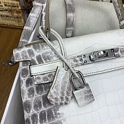 Hermes Kelly 25 Himalaya Niloticus Crocodile Silver 25cm - 6