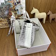 Hermes Kelly 25 Himalaya Niloticus Crocodile Silver 25cm - 4