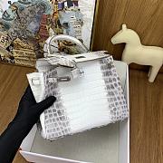 Hermes Kelly 25 Himalaya Niloticus Crocodile Silver 25cm - 2