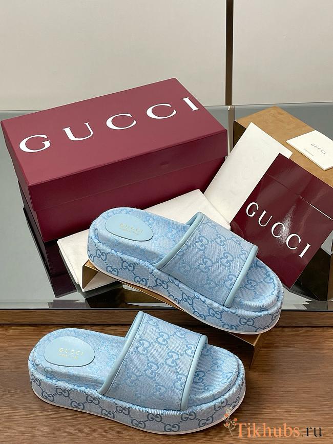 Gucci Women's GG Platform Sandal Blue - 1