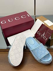 Gucci Women's GG Platform Sandal Blue - 5