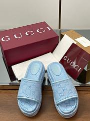 Gucci Women's GG Platform Sandal Blue - 2