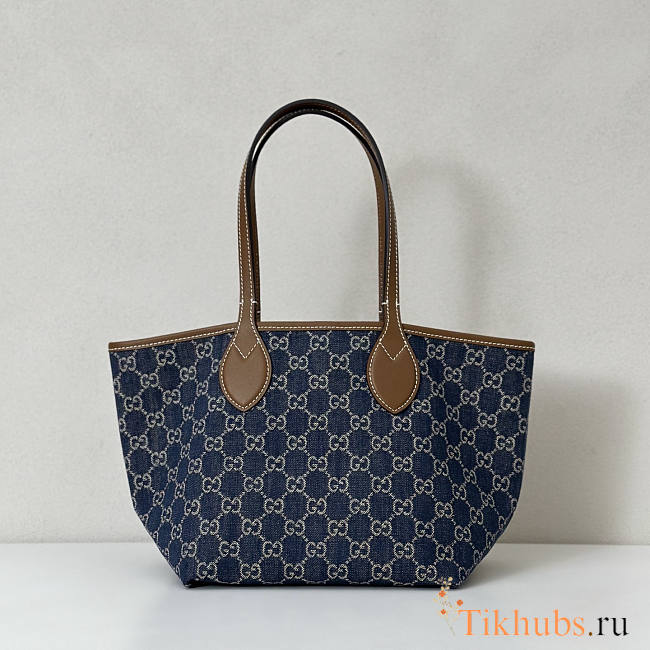 Gucci Totissima Small Tote Bag Denim Blue 22x19x18cm - 1