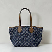 Gucci Totissima Small Tote Bag Denim Blue 22x19x18cm - 1